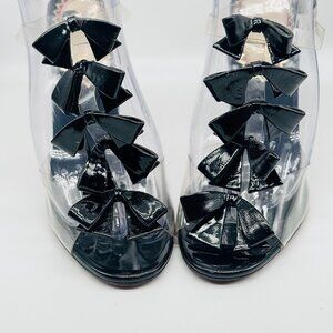 Christian Louboutin Black Triple Bow PVC Sandals | Size 7